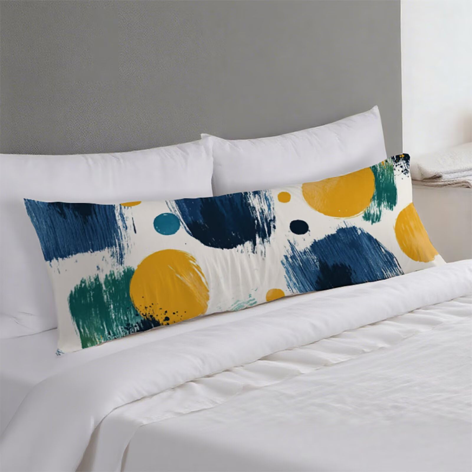 Boczna poduszka do spania, żółta poszewka na poduszkę 180 x 60 cm duża poszewka na poduszkę, len dwustronny nadruk nordycka poszewka na poduszkę, z zamkiem błyskawicznym ciążowe poduszki do spania z