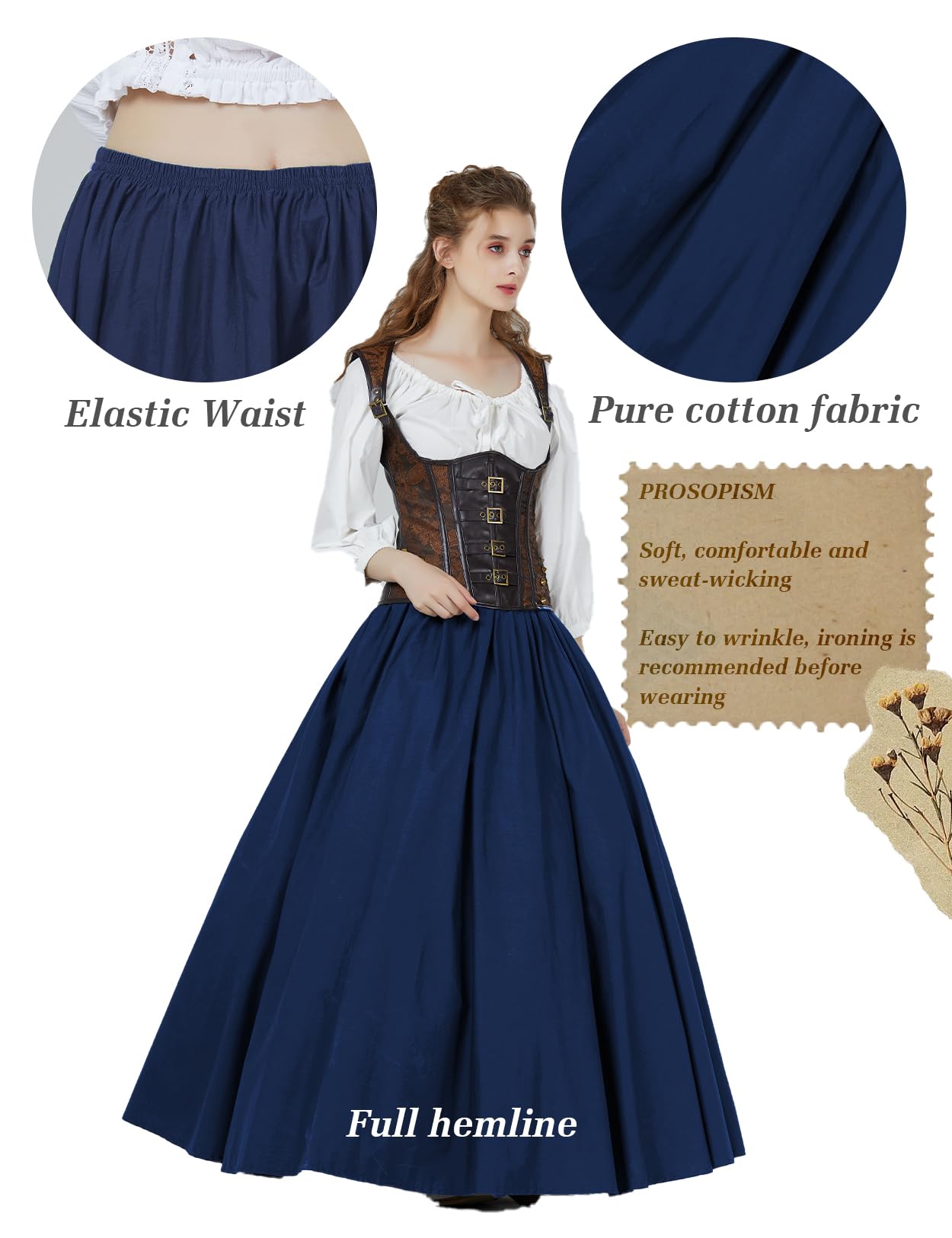 BEAUTELICATE Średniowieczna spódnica, długa, bawełniana, damska, renesansowa, odzież wiktoriańska, steampunk, Halloween, Cosplay, LARP, Big Swing, spódnica maxi, długa
