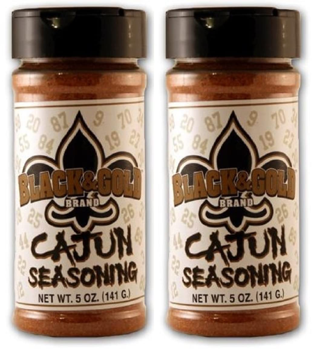 Andy Roo's Black and Gold Cajun Seasoning, 5 Ounce Shakers (No MSG Blend - Pack of Two, 10 Ounces Total)