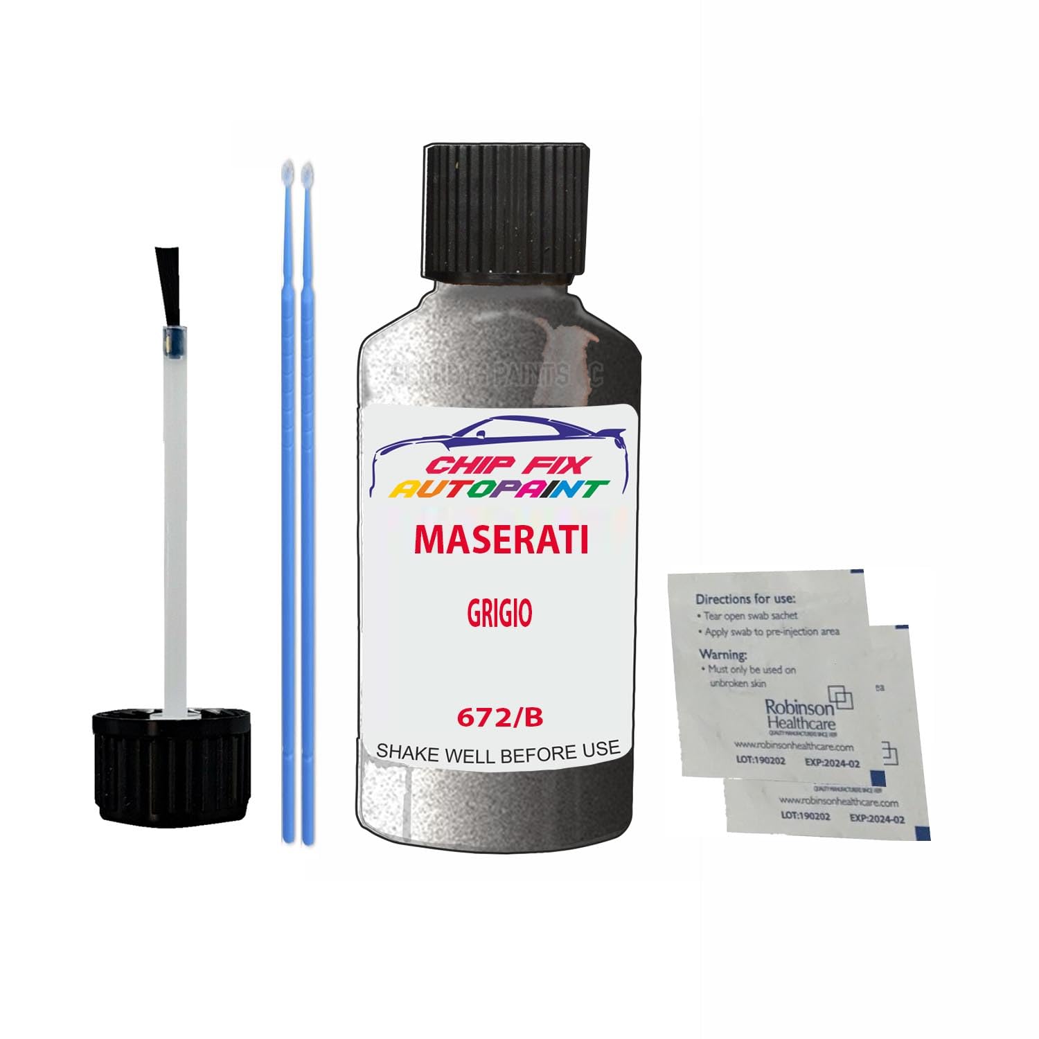 Scoobys Paints Back In The Mix Grigio Touch Up Paint For Maserati 672/B Metallic
