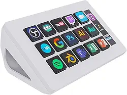 TreasLin VSDinside Controle de fluxo de teclado macro com 15 teclas personalizáveis para acionar ações no OBS Twitch YouTube para criadores de conteúdo Streaming Deck compatível com PC e Mac HSV293S