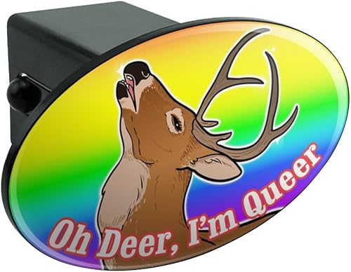 Oh Deer I'm Queer Rainbow Pride Gay Lesbian Funny Oval Remolque de remolque
