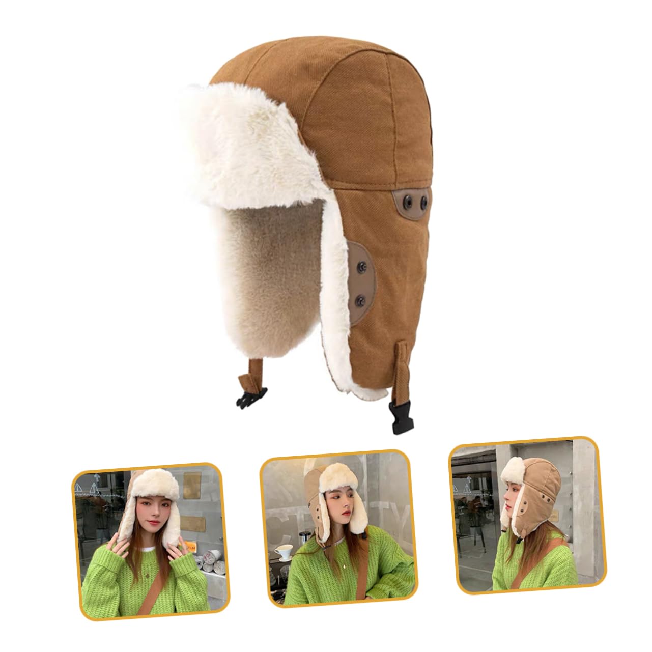 minkissy Gorro de Invierno para Gorro y Aislante con Protección para Orejas Resistente al Viento Color Amarillo Jengibre para Actividades al Aire Fríos