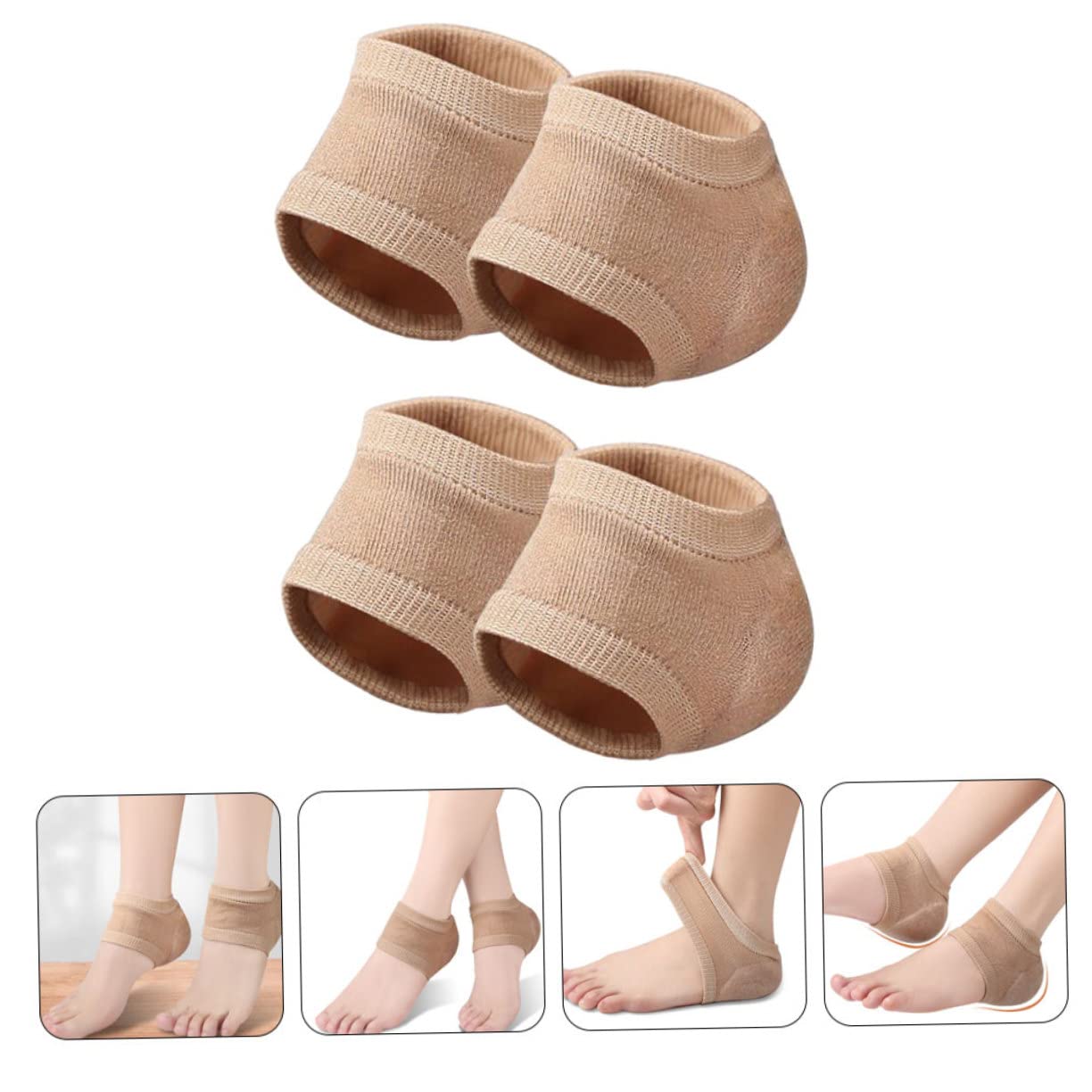 FOYTOKI 2 Pairs Foot Care Socks for Dry Cracked Feet Gel Heel Socks Breathable Elastic Design