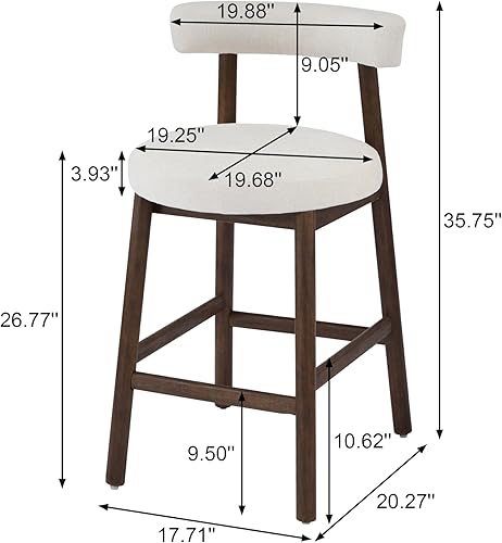 Miniatura 2 de Christopher Knight Home Annes - Juego de 2 taburetes de bar redondos de tela de lino para isla de cocina, silla de comedor de madera, taburete de