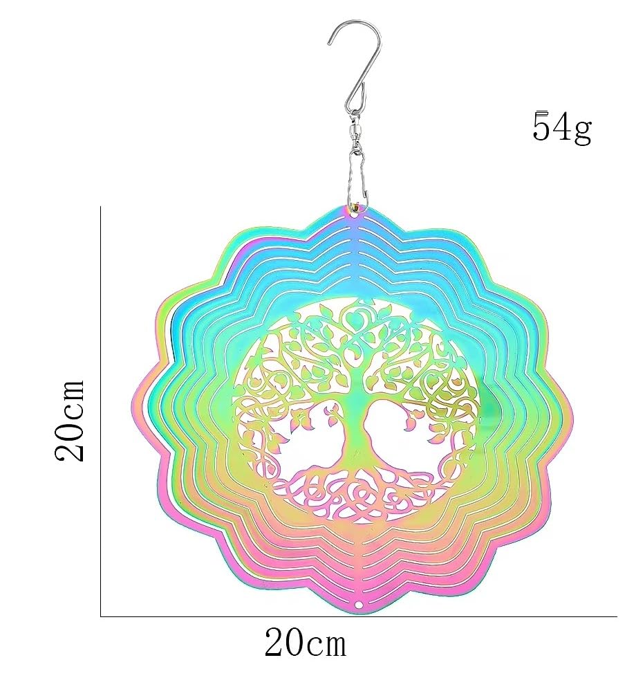 | Home Decor | Stainless Steel Wind Spinner | Balcony Decoration Items | Home Decor Items | Room Decor | Mandala | Kinetic Art | Evil Eye Hanging for Home | Evil Eye Bracelet (Tree of Life 20cm) 4