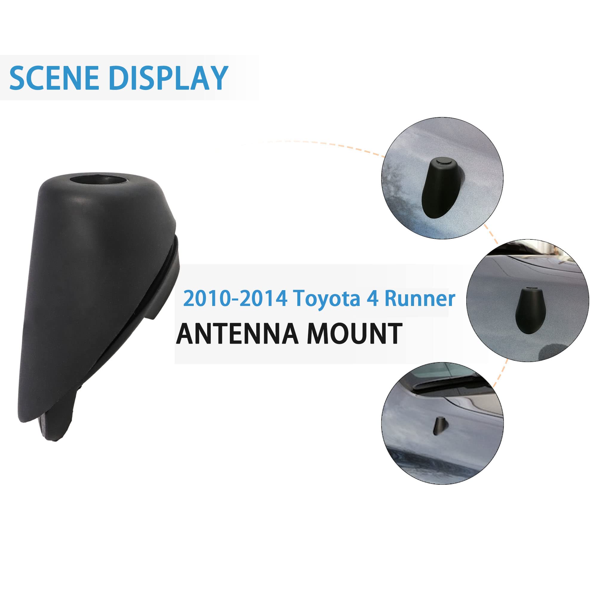 Anina 86392-35040 - Adorno de antena para Toyota 4 Runner 2010 2011 2012 2013 2014, bisel de goma para antena de radio de coche