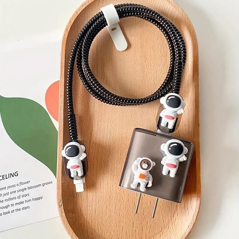 MAGICHUB Cable Protector with 3D Cute Pattern for iPhone Charger only 18W & 20W, Data Line Wire Saver Charging Cable Charger Protective Cable,Full Protection Cover 4 in 1 (BLACK-2-ASTRO) (B0D31T1TJH) Amazon Price History, Amazon Price Tracker