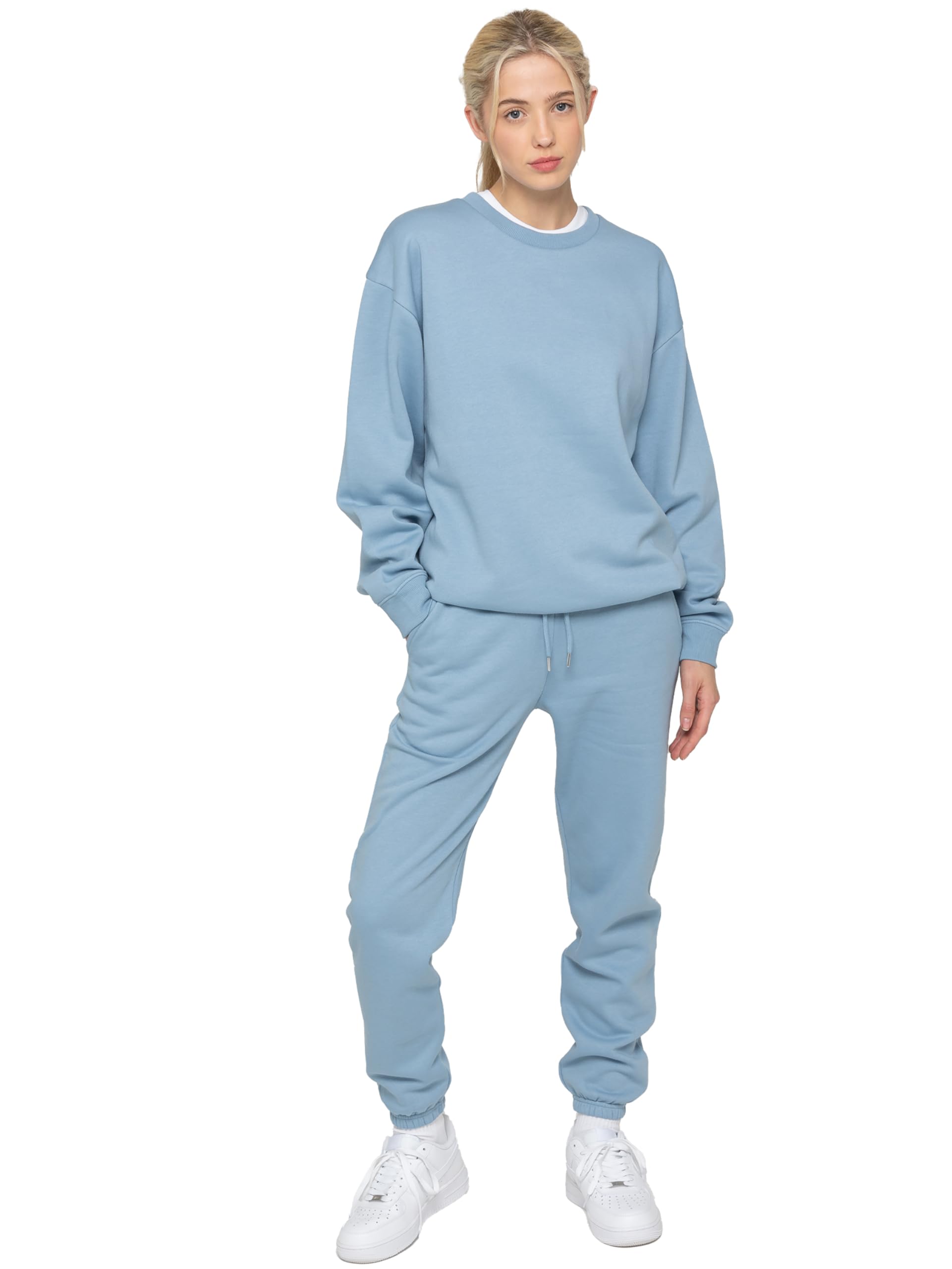 989Zé ENZO Womens Long Sleeve Oversized Sweatshirt Jogger Tracksuit Set Sweatshirt & Sweatpants (UK, Alpha, XL, Regular, Regular, Blue)