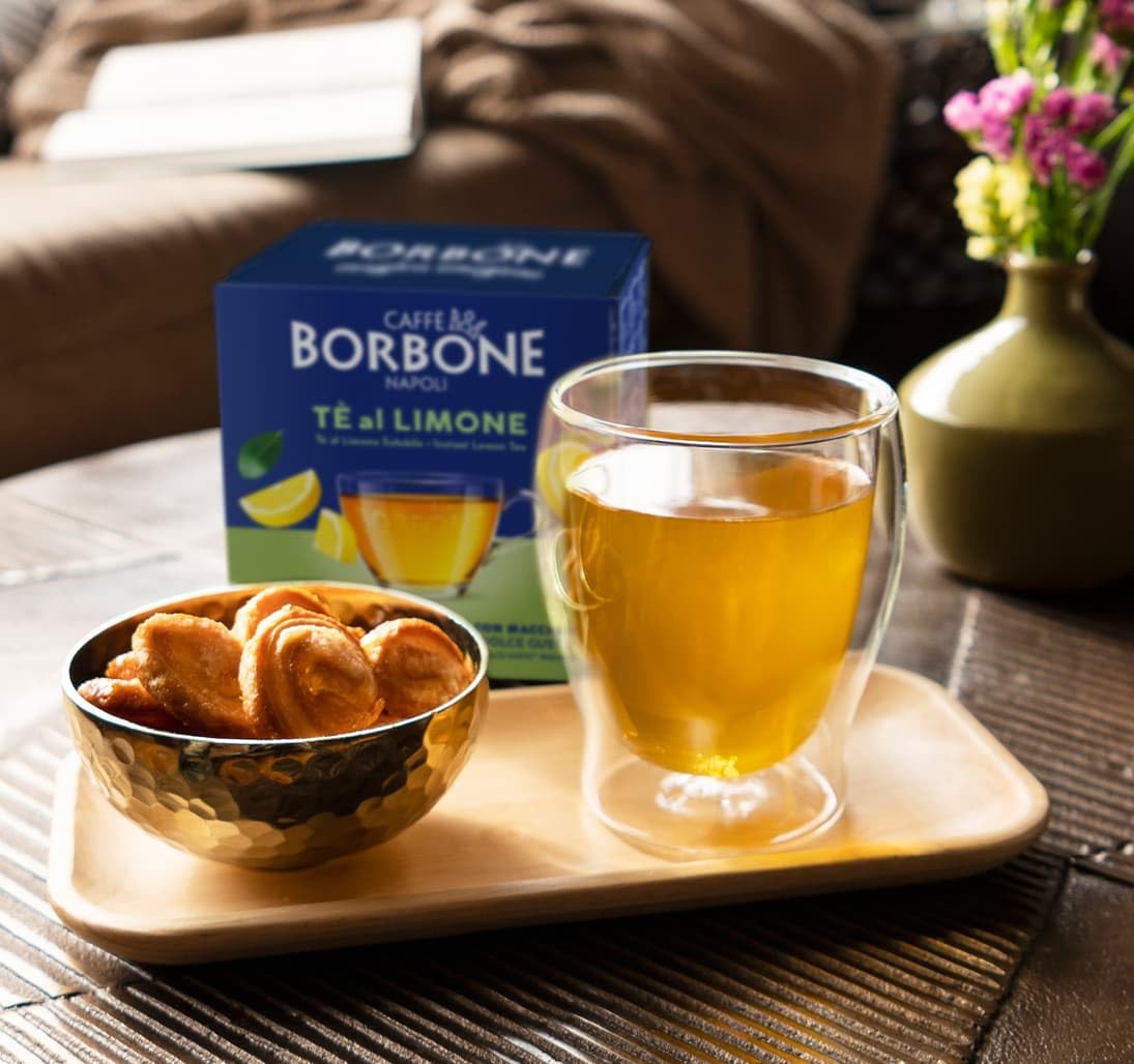 CAFFÈ BORBONE 128 cápsulas para máquinas Dolce Gusto® - Kit surtido: 64 cápsulas de bebida con sabor a chocolate (4 paquetes de 16) + 64 cápsulas de té con limón (4 paquetes de 16)