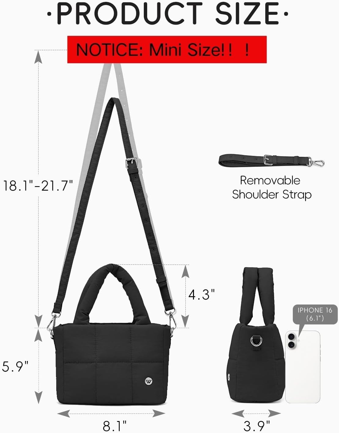 WESTBRONCO Small Puffer Crossbody Bags for Women Mini Tote Bag, Puffy Nylon Shoulder Purse, Womens Quilted Handbags - Image 2