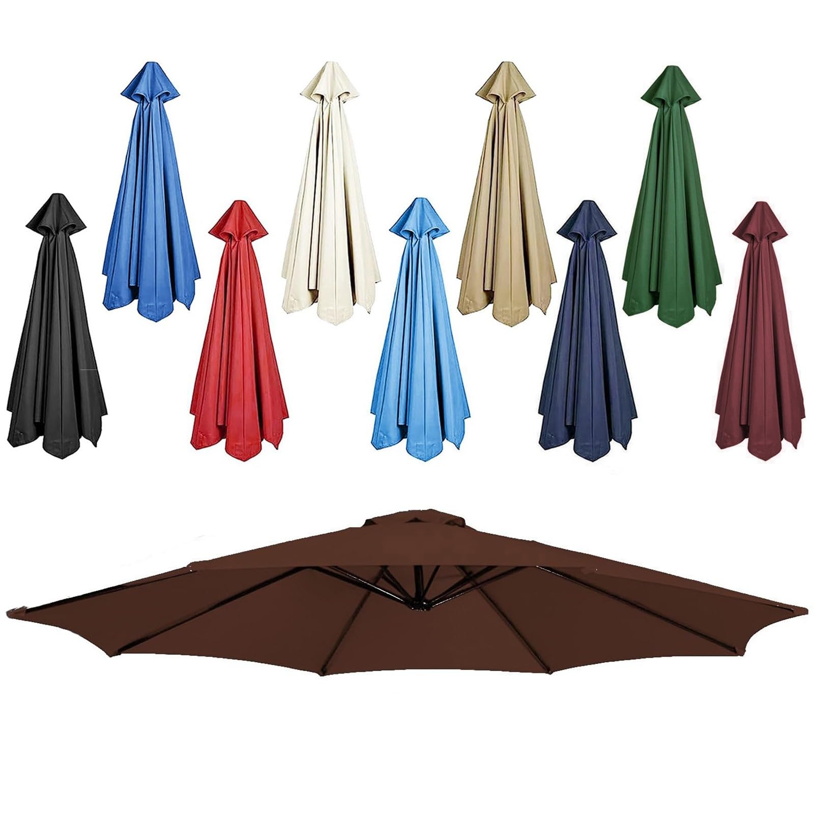 DPAOZPO Outdoor Table Umbrella Replacement Canopy (Canopy Only), Replacement Parasol Canopy, Round Replacement Parasol Top Cover, For Garden Backyard Pool (Color : Wine red, Size : 2.7m/8.8ft 6Rib)
