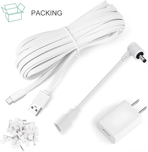 Miniatura 7 de Adaptador de corriente para batería de cámara Ring Spotlight, con cable exterior resistente a la intemperie de 25 pies para cargar continuamente tu
