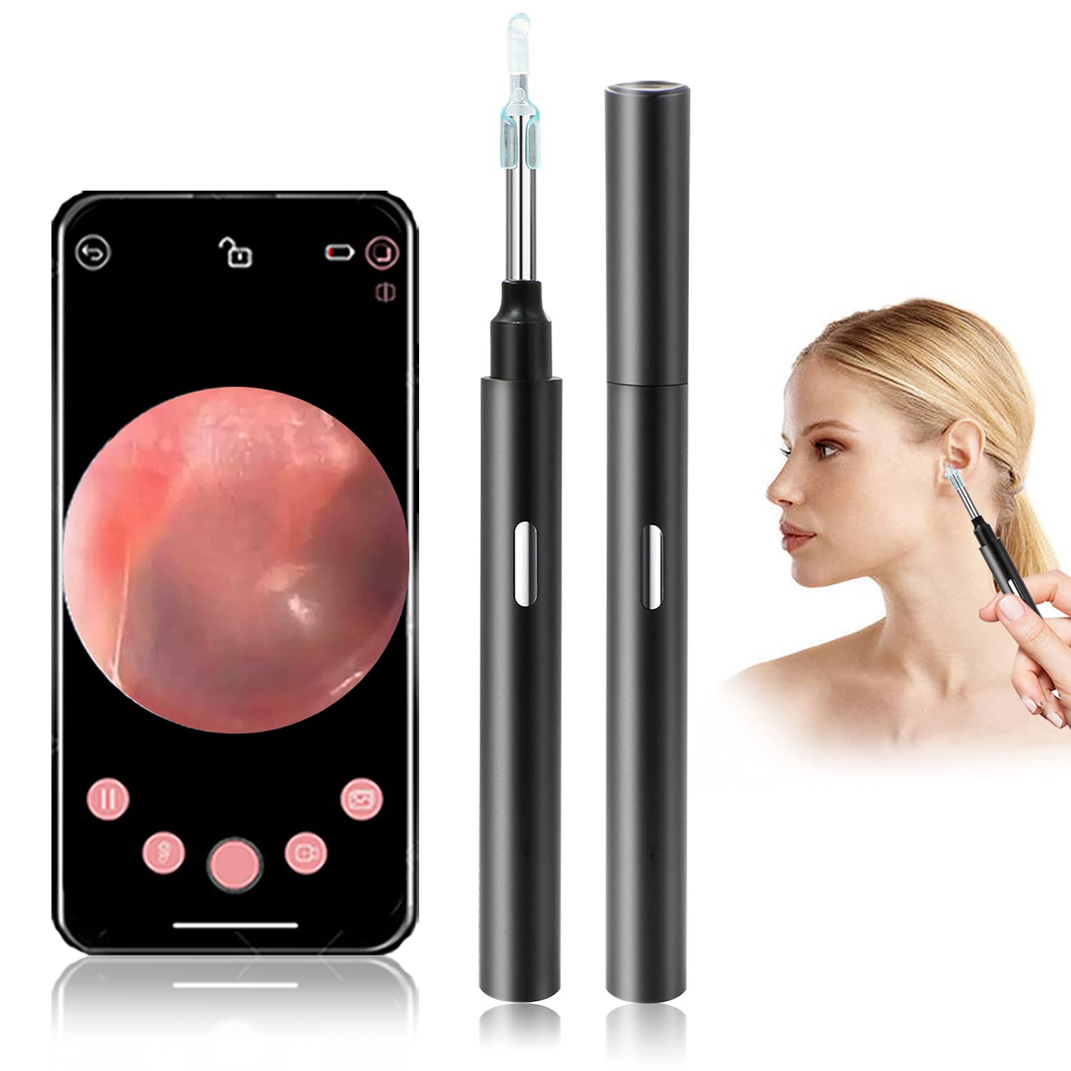 Ear Wax Removal Endoscope Earwax Remover Tool Wireless Ear Otoscope Ear Camera with 6 LED Lights Ear Scope with Ear Wax Cleaner Tool Visual Ear Endoscope Kit for Kids,Adults,Android,iOS