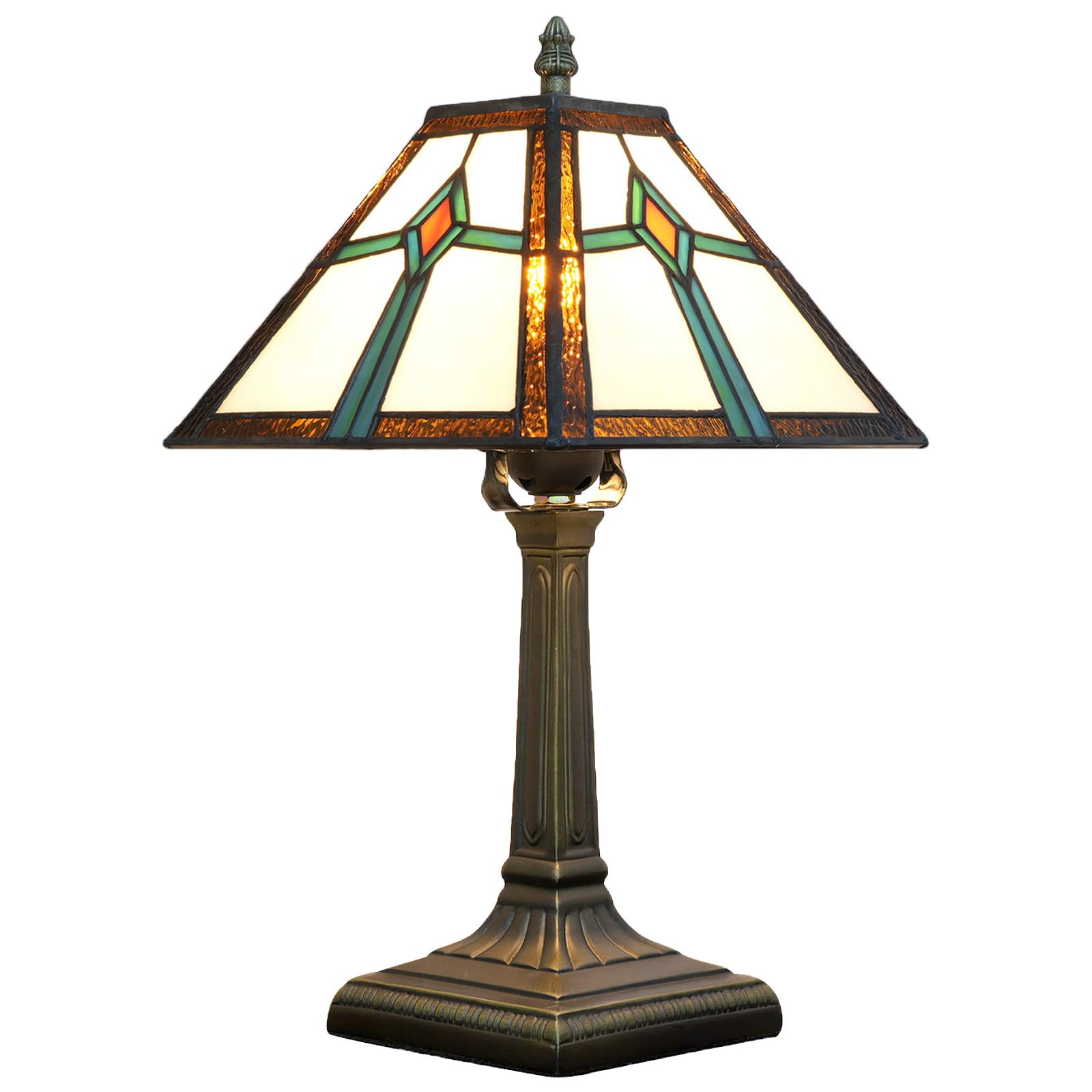 Lámpara de mesa de estilo Tiffany Misión de diseño de vidrieras de colores Lámpara de mesa de noche hecha a mano de la vendimia para el hogar Sala de estar Dormitorio Oficina