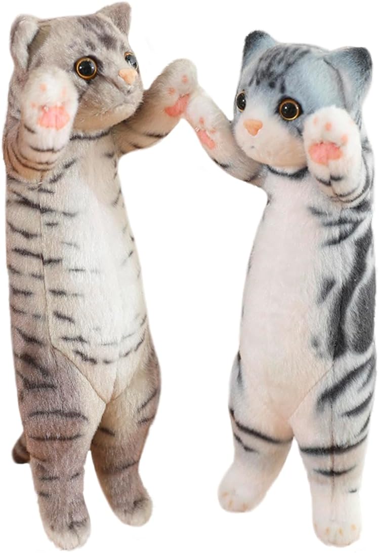 ELAINREN Realistic Gray Tabby Cat Plush Toy Lifelike American Shorthair Kitten Stuffed Animals Simulation Standing Tiger Kitty Plushie Doll Gifts/15.7'' - Image 2