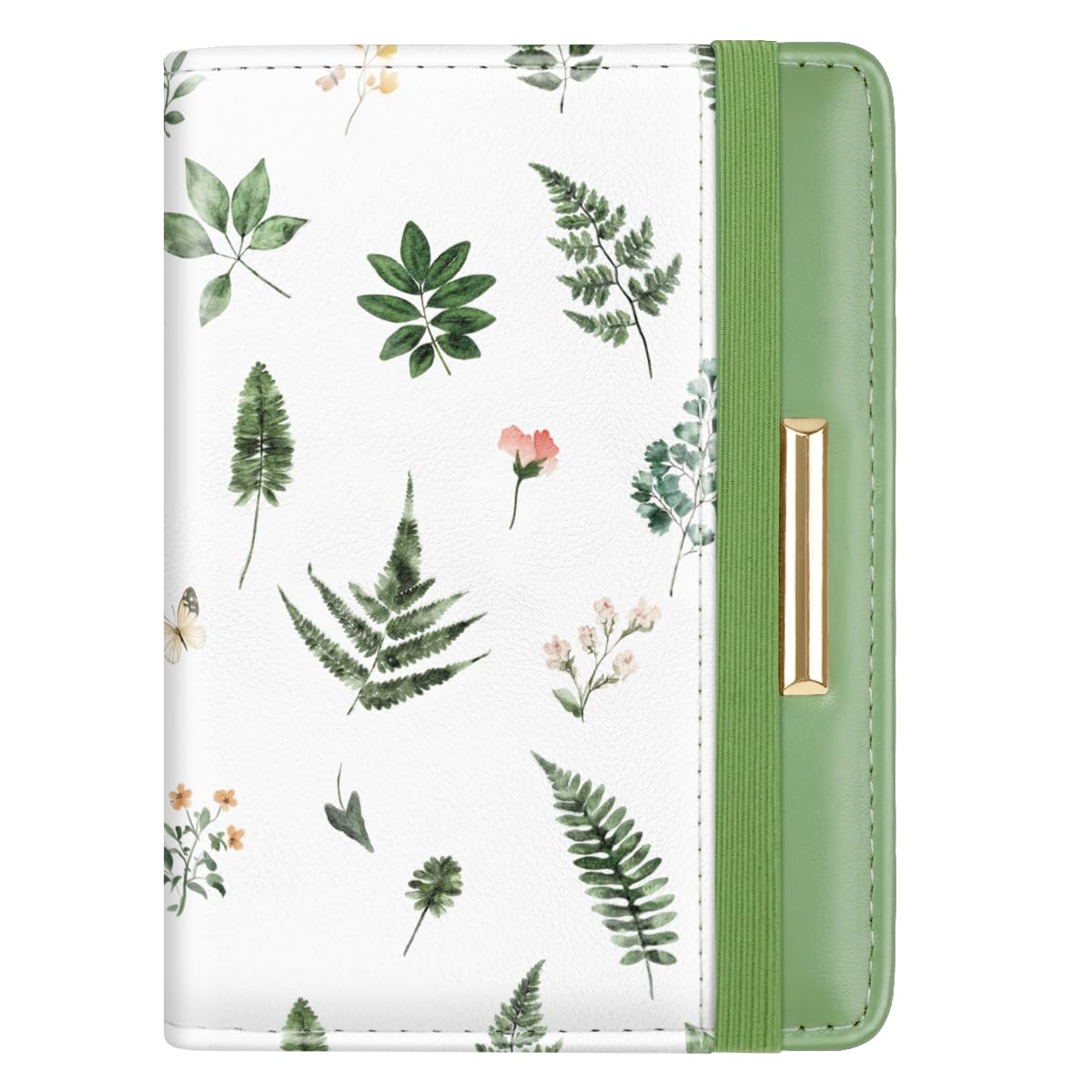 Passport Holder Cover Travel RFID Blocking Passport Cover Cute Flowers Passport Wallet with Elastic Band for Women, Green Plants-image-11
