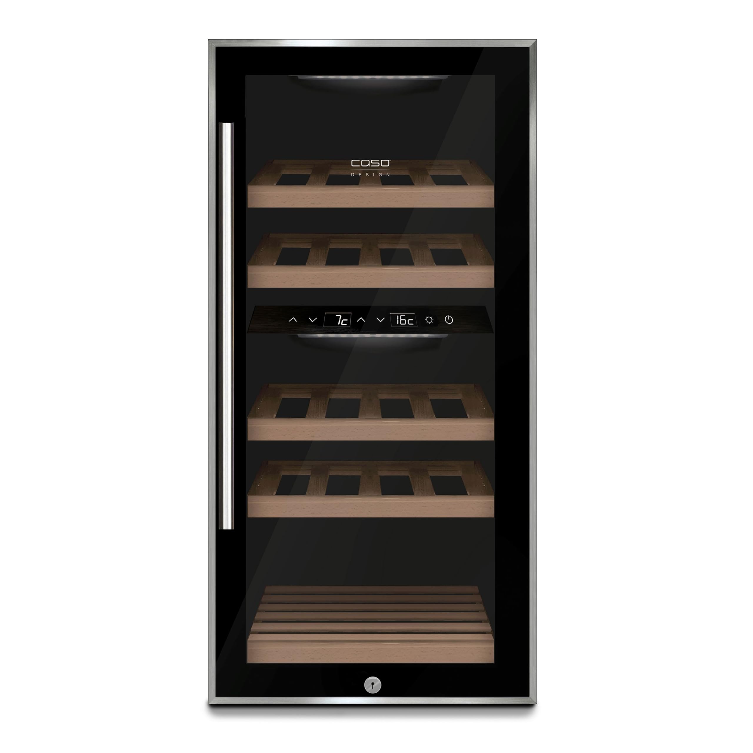 CASO WineComfort 24 black Weinkühlschrank 24 Flaschen, 2 Zonen, Touch, UV-Filterglas