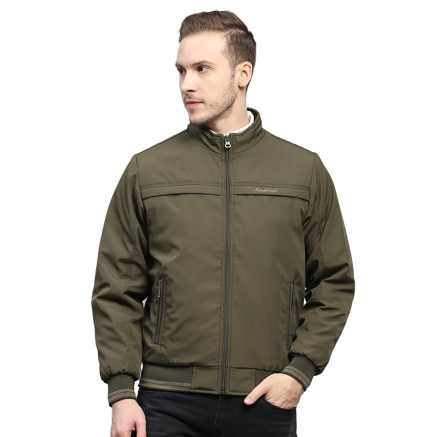 monte carlo Mens Solid Mock Neck Full Sleeve Jacket (224066748)-picture-36