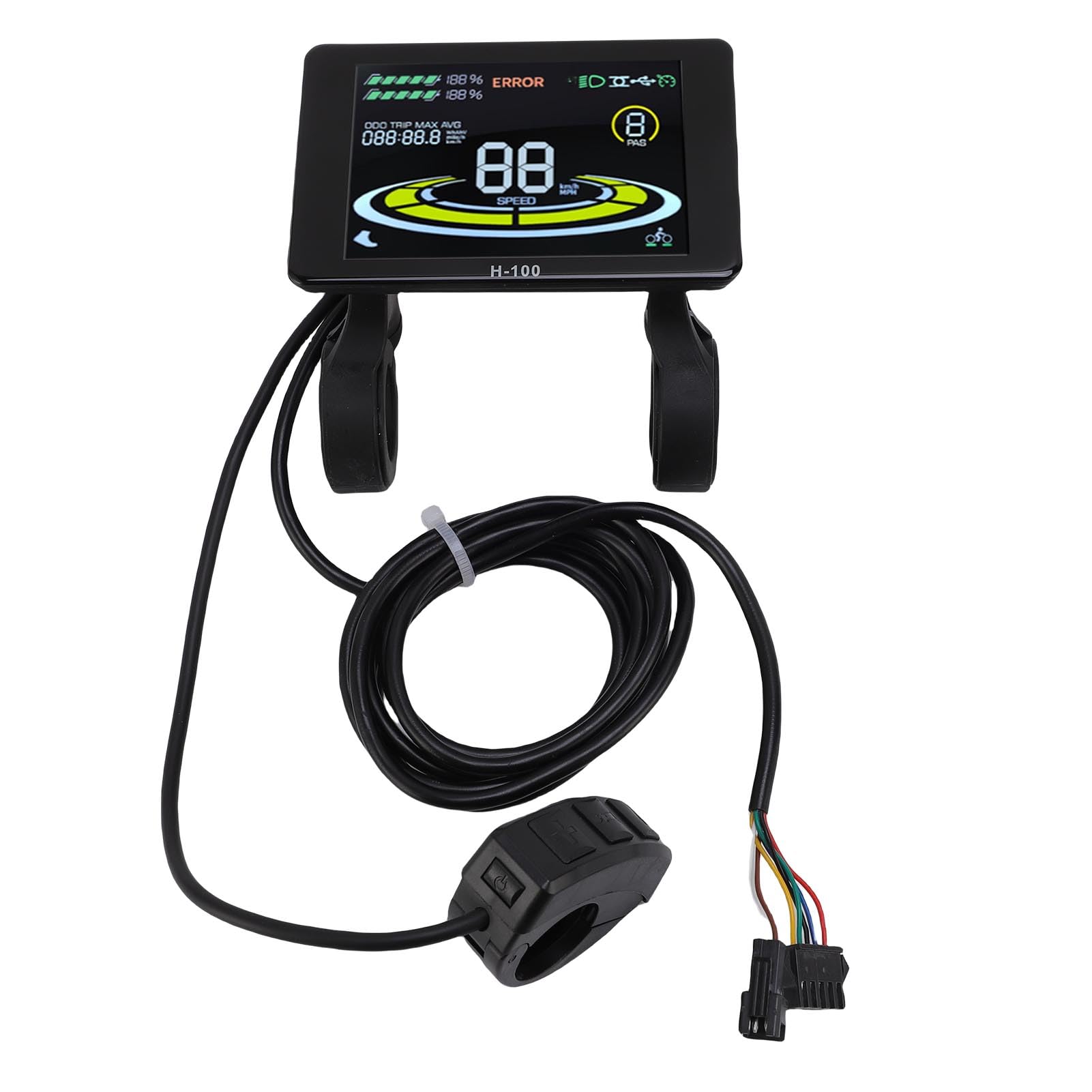 H-100 Electric Bike LCD Display Metter, 24V 36V 48V Electric Scooter LCD Panneau Commande avec Connecteur SM, Ordinateur de Cyclisme pour Compteur Vitesse pour Modification