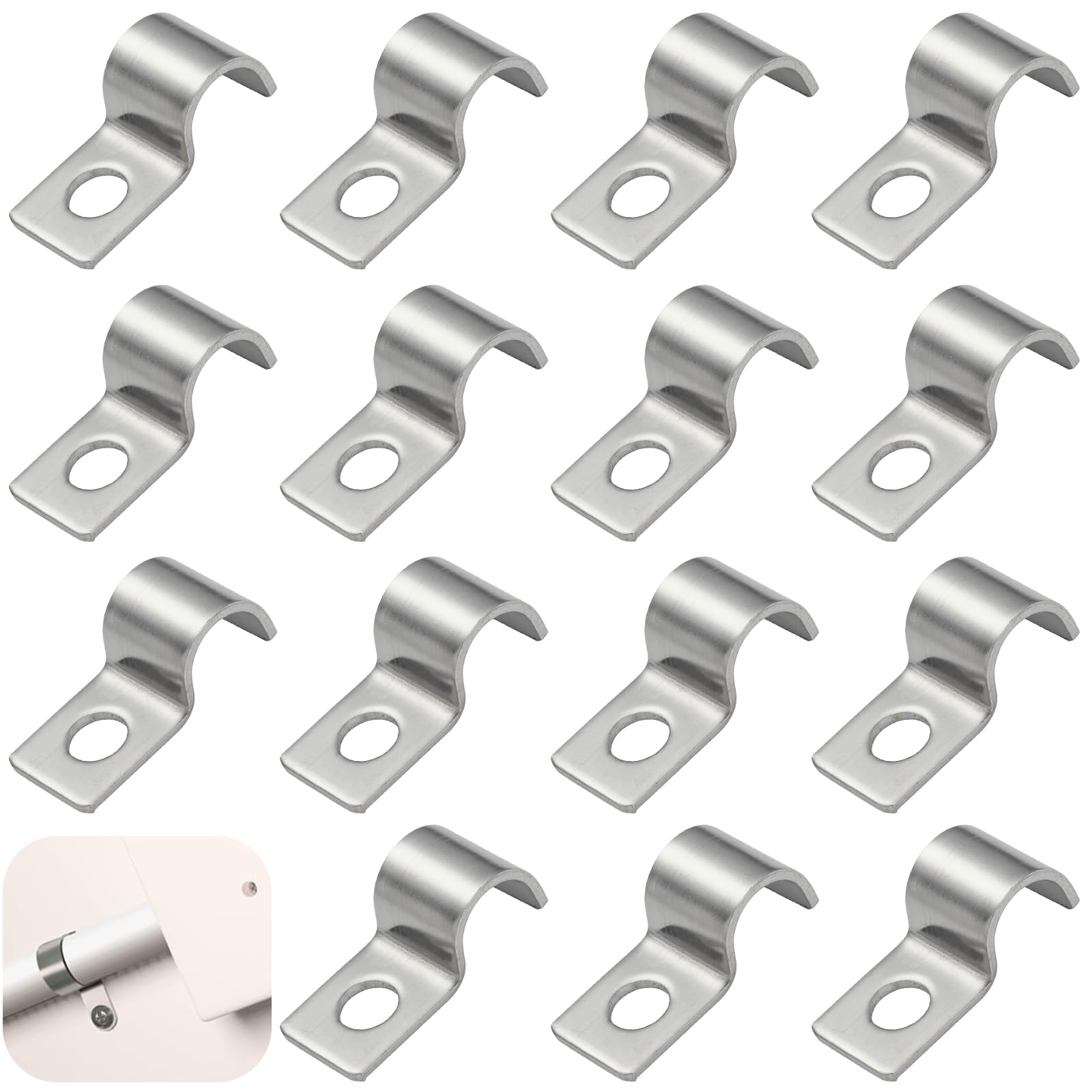 20 Piezas Grapas para Cables Pared Acero Inoxidable 304 Espesado Sujeta Cables Pared Abrazaderas Metalicas para Cable Orificio Unico en Forma de U para Fijar Cables, Alambres y Tubos (25mm) — view 14