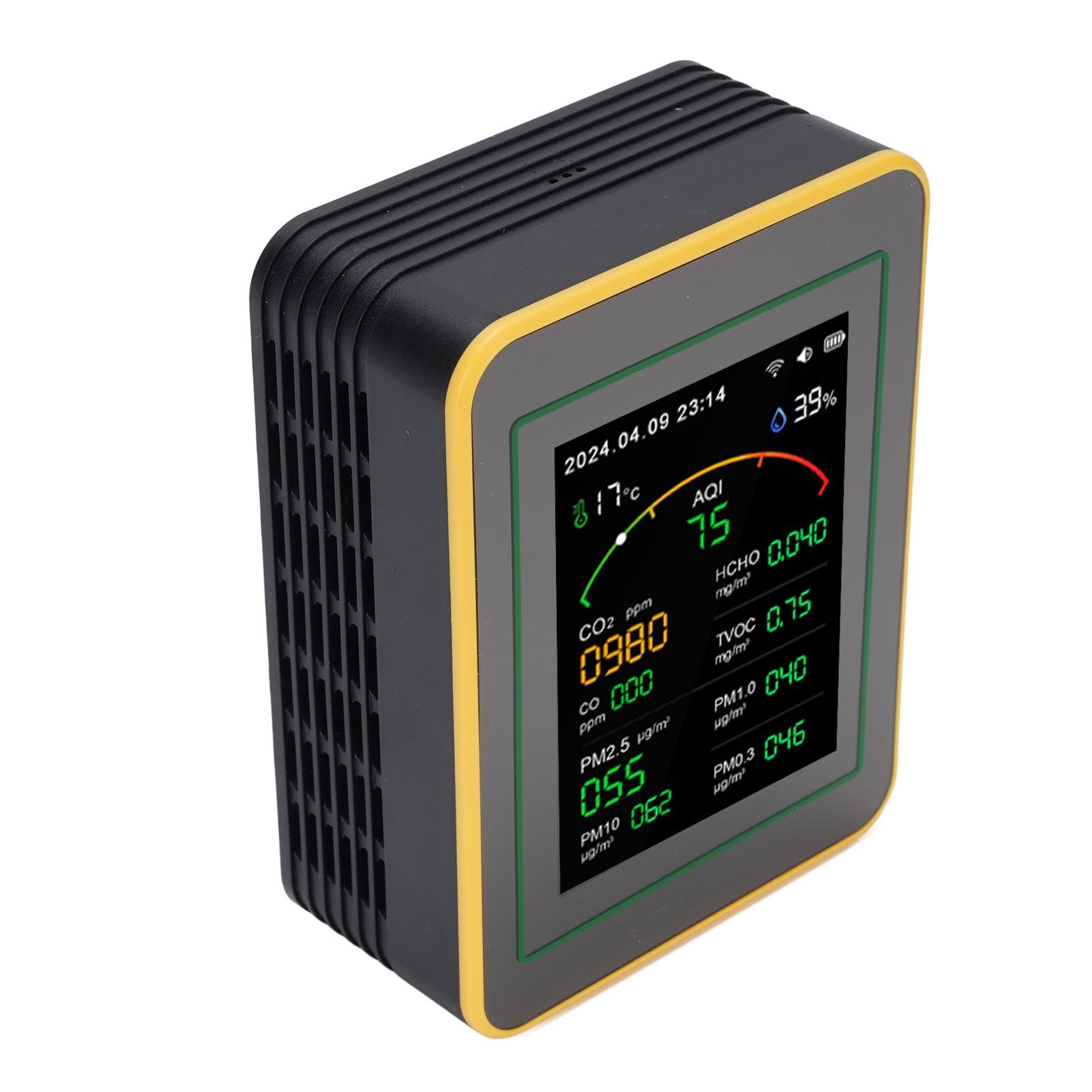 Topiky Rilevatore di qualità dell'aria, Tester HCHO TVOC CO2 PM2.5 PM10, Monitor della qualità dell'aria WiFi per Ufficio Domestico, Misuratore di 'aria Interna con Controllo APP 15 in 1 con
