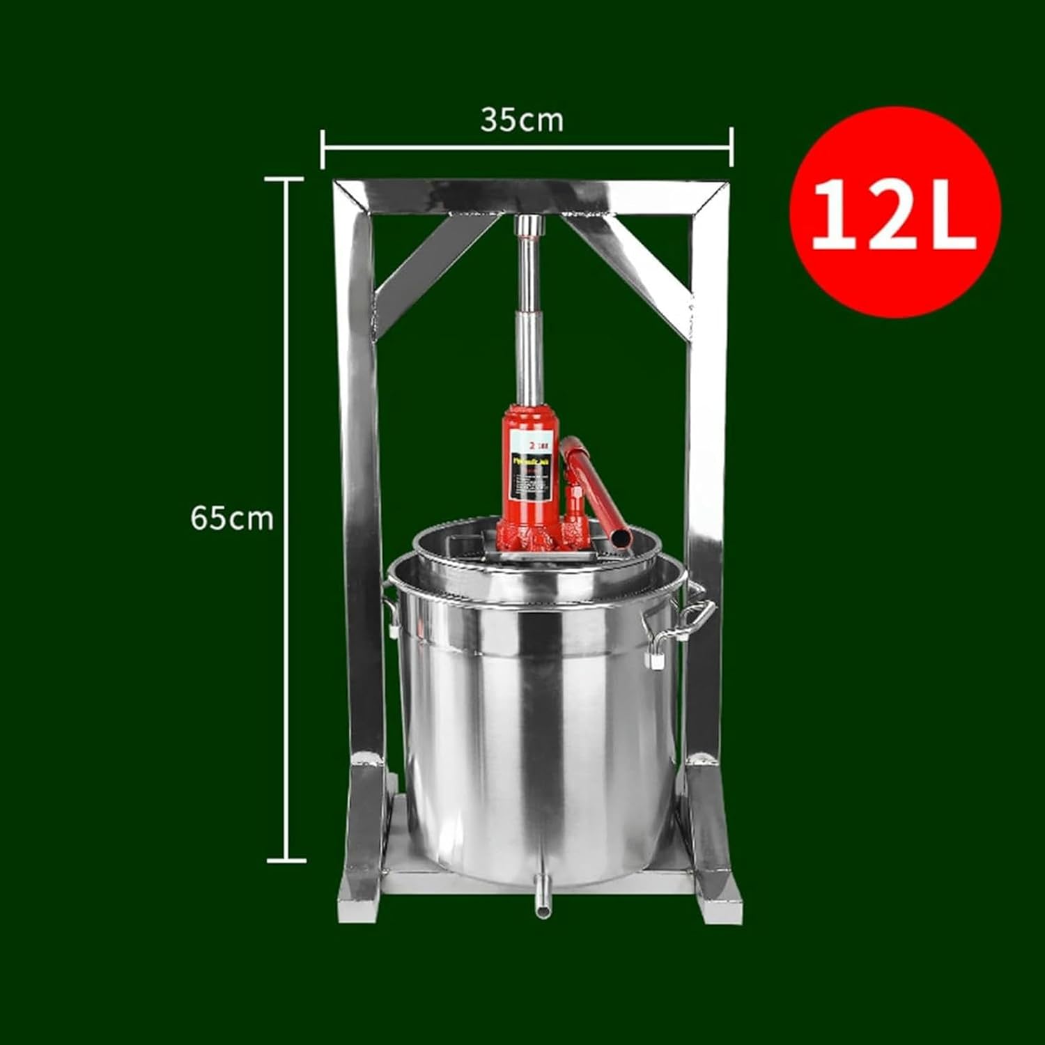 Fruit Wine Press 12L Grape Press for Wine Making Wine Press Machine W/Dual Stainless Steel Barrels Wine Cheese Fruit Vegetable Tincture Press W