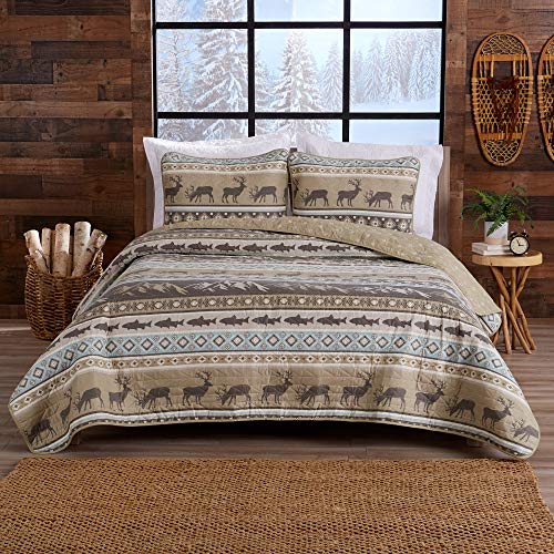 Great Bay Home 3-Piece Reversible Rustic Lodge Bedspread Quilt With 2 Shams. All-Season Quilt Set. (Full/Queen, Yosemite) #TOP6