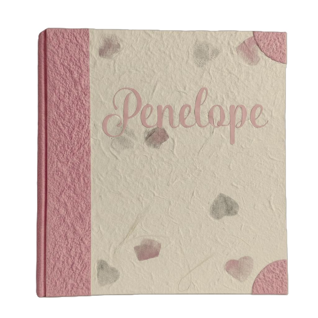 legnoegrafite album fotografico artigianale in carta cotone di riso con fiori e petali per bambino e bambina con nome intagliato personalizzabile regalo nascita, battesimo, compleanno, baby shower