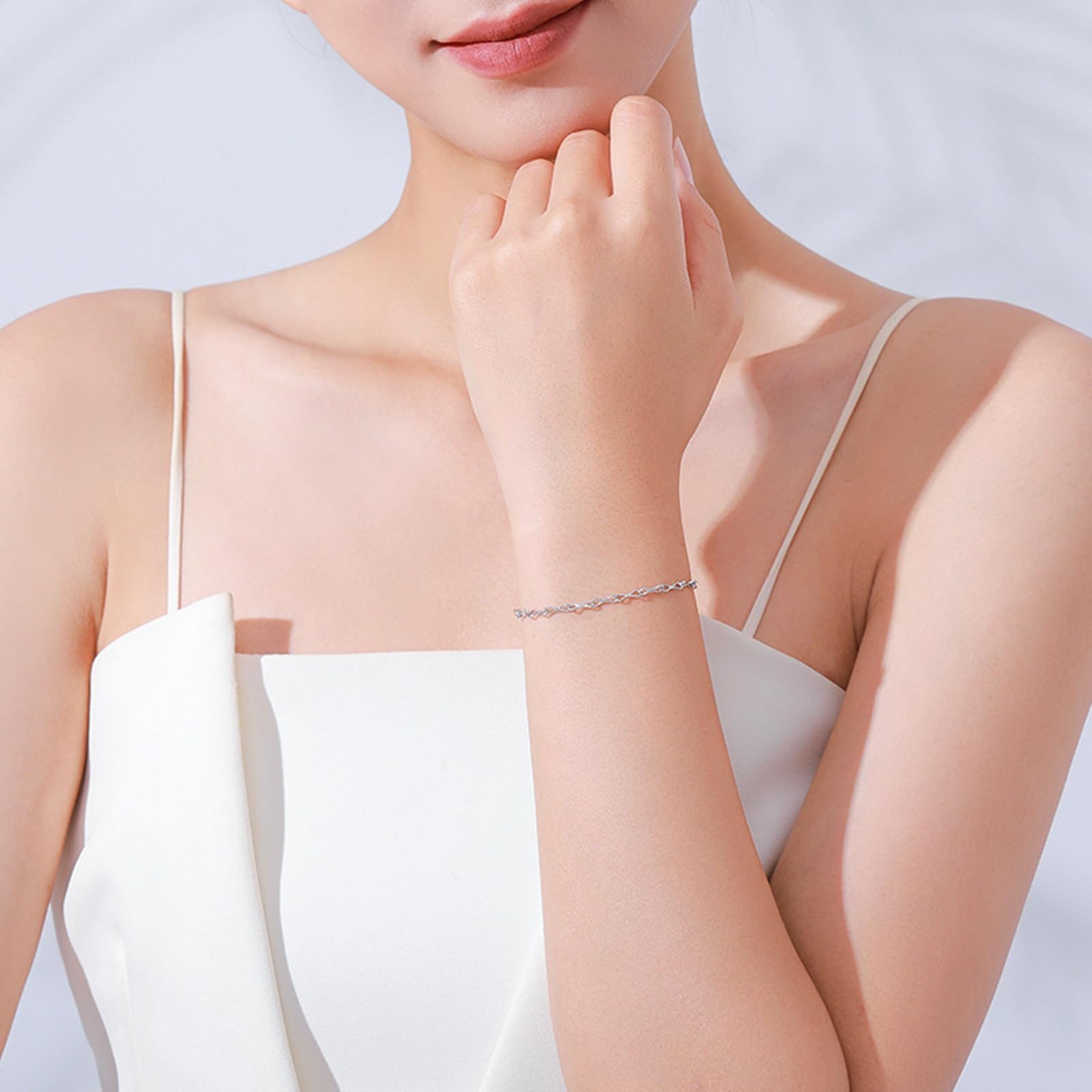 Pulsera para boda, símbolo de infinito, PT950 y oro blanco de 9 K, 14 y 18 quilates