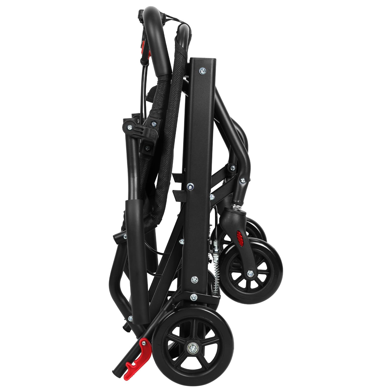 Faltbarer Rollstuhl aus Aluminium, ultraleichter Transportstuhl für Erwachsene, klappbarer Reise-Rollstuhl mit klappbaren Armlehnen, Tragetasche und Sicherheitsgurt, belastbar bis 130kg
