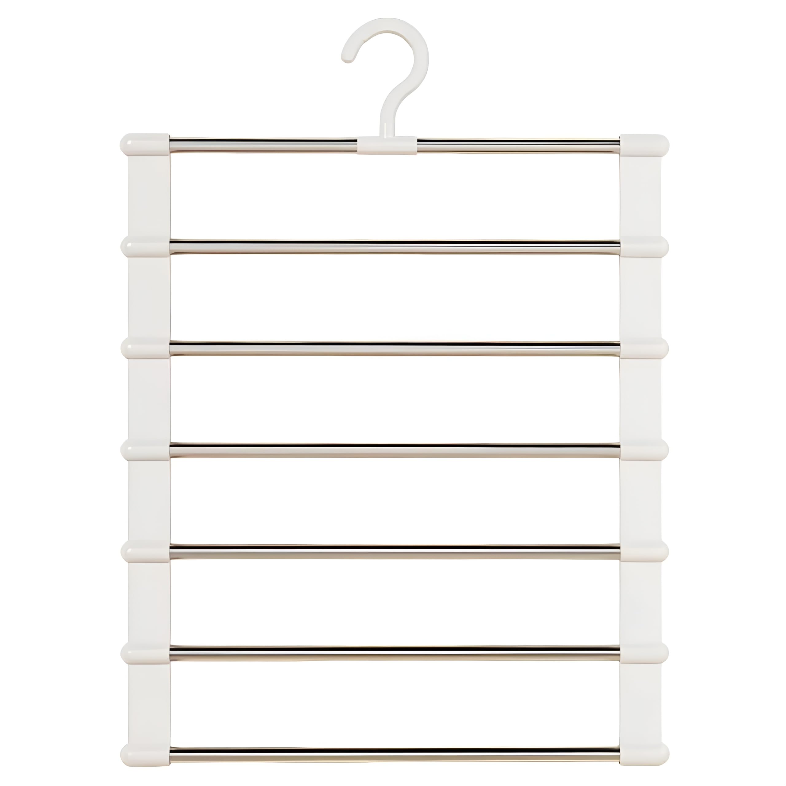 Pants Hangers Space Saving, 7 Layer Foldable Stainless Steel Closet Organizer with 360° Rotating Hook, Heavy Duty Non Slip Trouser Rack for Jeans, Leggings, Sarees, Scarves & Towels (Pack of 1)-image-21