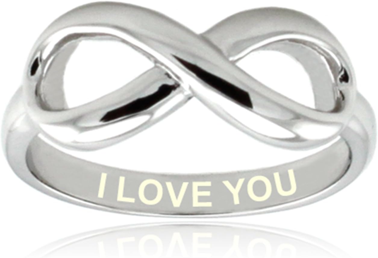 Sterling Silver Double Infinity Icon Engraved Infinity Ring