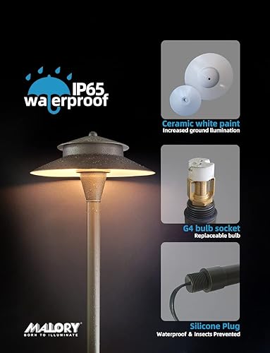 Miniatura 5 de MALORY Luces de camino de bajo voltaje con bombilla G4, 1 unidad, (24 pulgadas de alto), luz de camino de paisaje de latón de 12 V para exteriores