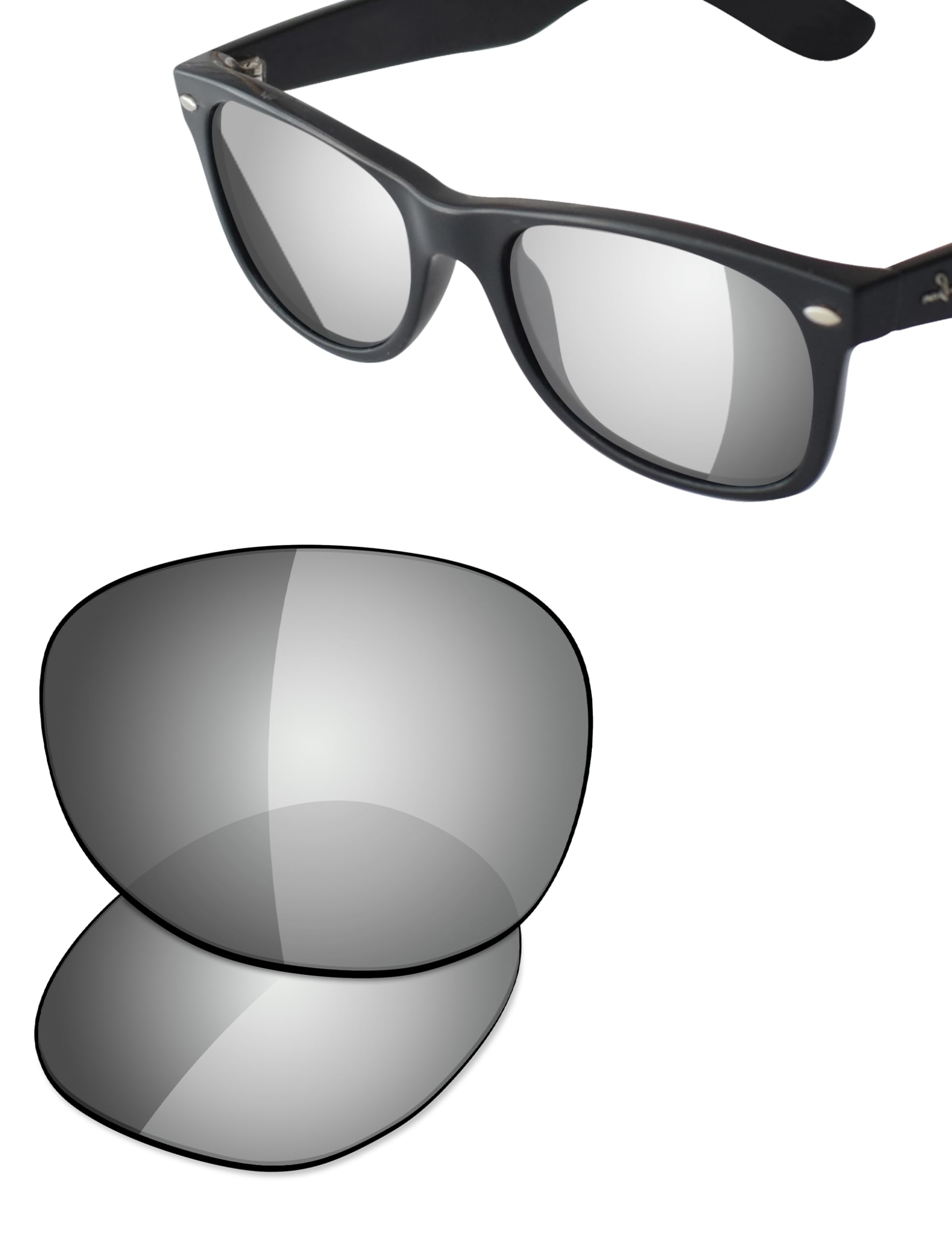 Saucer Premium-Ersatzgläser, kompatibel mit Ray-Ban New Wayfarer RB2132, 58 mm Sonnenbrille
