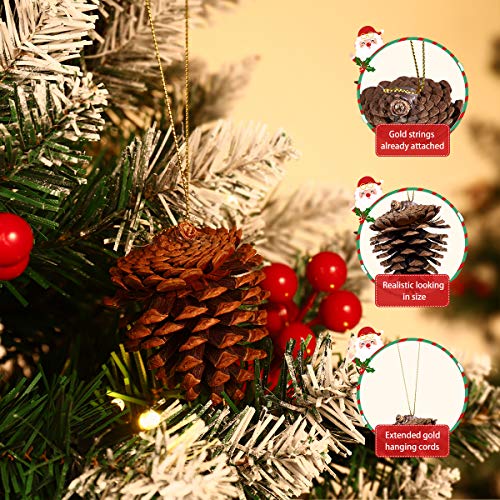 Unomor 36Pcs Christmas Pine Cone Ornaments With String Natural Wood Rustic Christmas Tree Decoration Crafts Christmas Home Hanging Ornament 4-6Cm #TOP1
