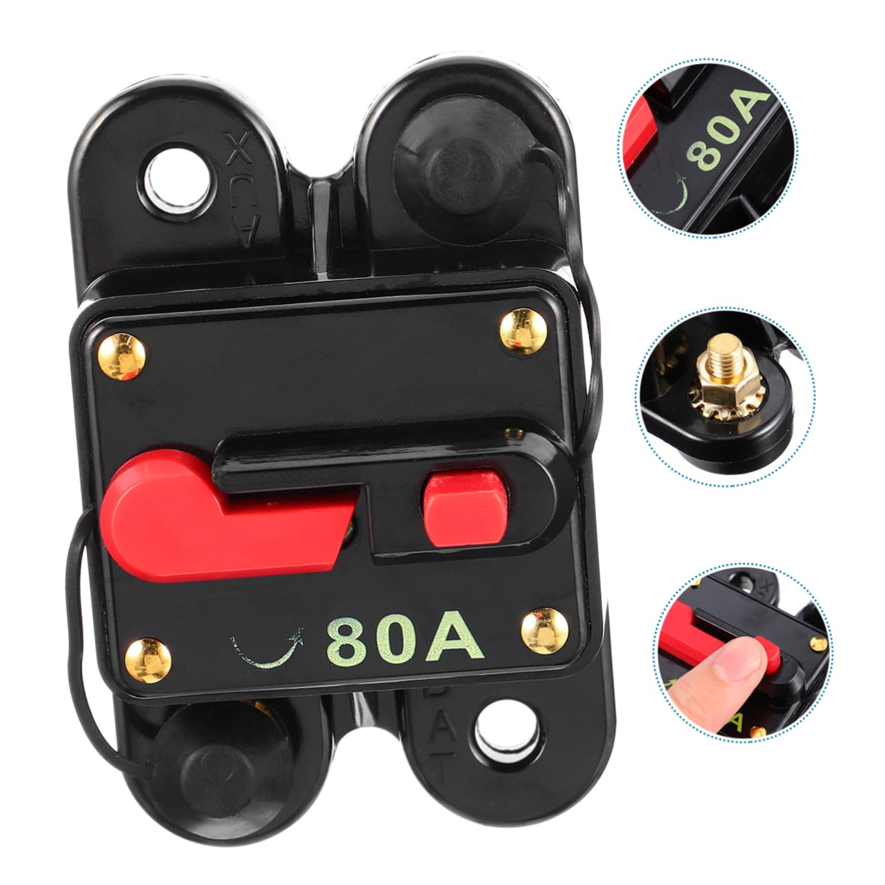 PartyKindom 3 Pièces Porte-fusible Fusible Du Disjoncteur Voiture Disjoncteur Automatique Manuel e Anl Mini-es Réinitialiser Le Alliage Black