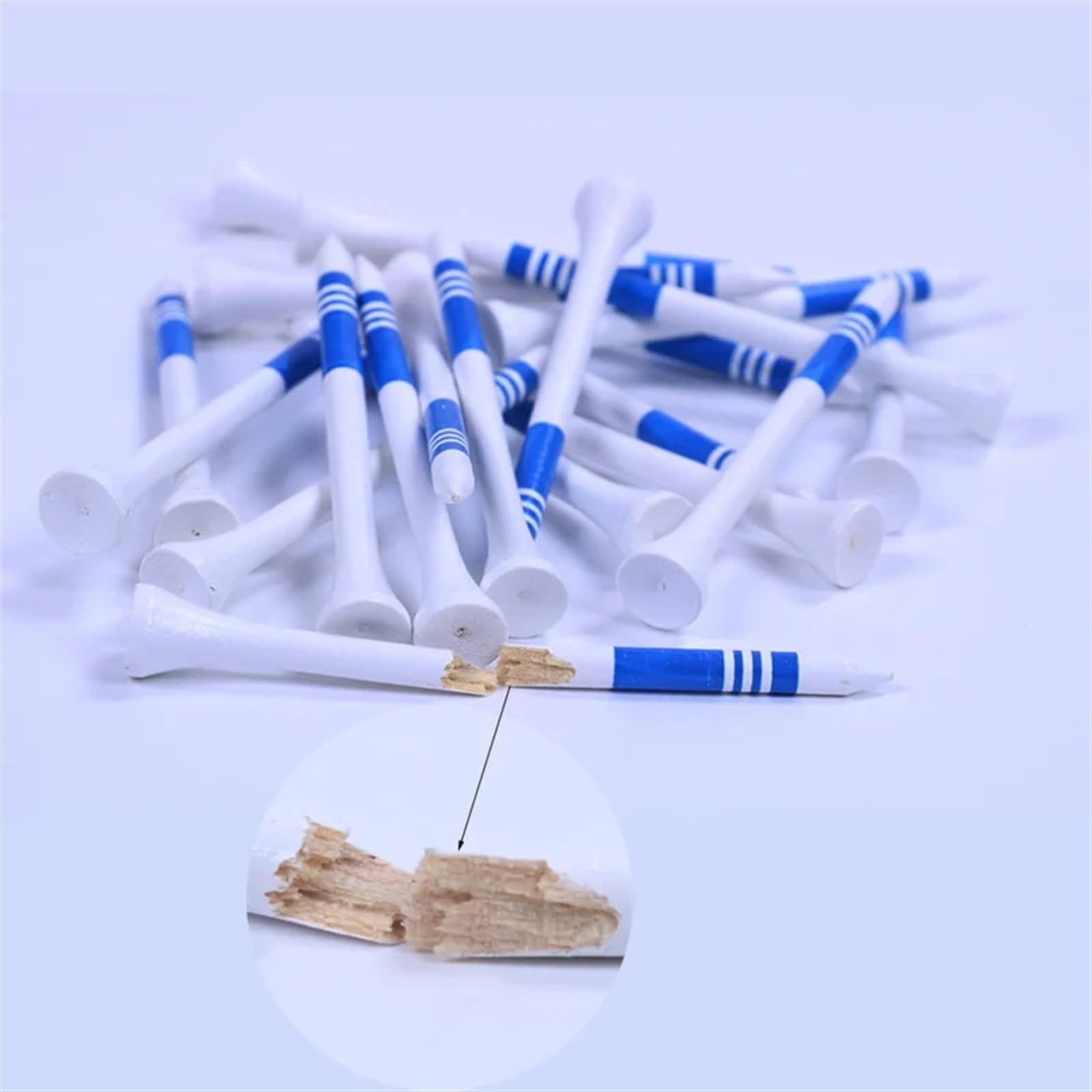 Golf Tee 100 Teile/Paket Golf Holz Tee Golf Nägel Weiß mit Streifen Mark Golf Zubehör Praxis Liefert FüR Einen Idealen Abschlag