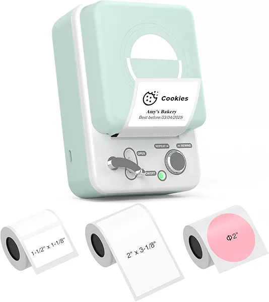 SUPVAN T50M Plus Bluetooth Label Maker Machine with 3 Tapes, High Printing Clarity, Versatile App with 40+ Fonts and 450+ Icons, Inkless Labeler for Business, Home, Office Organization, Gree