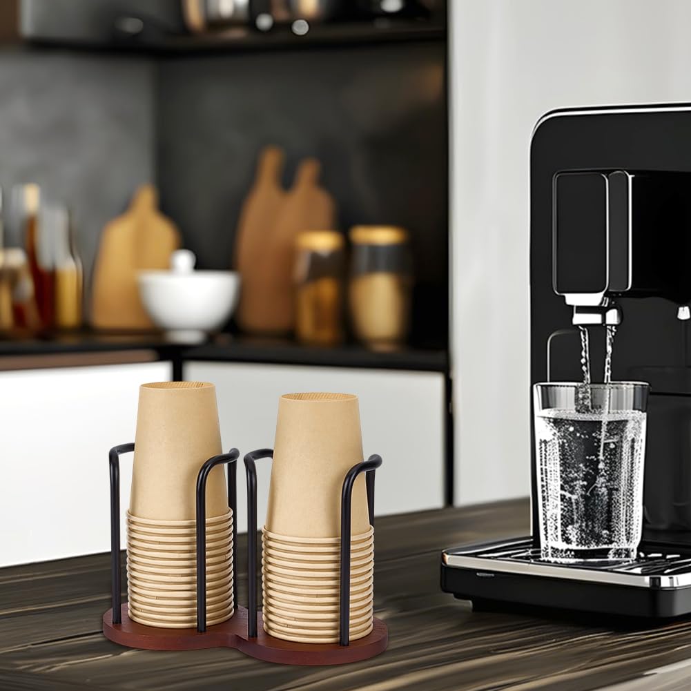 UNICRAFTALE Confezione da 2 portabicchieri organizer in noce nero, tazze da caffè per bagno, per feste di famiglia, feste, bar, cucina e bagno 10,7 x 20,8 x 13,2 cm