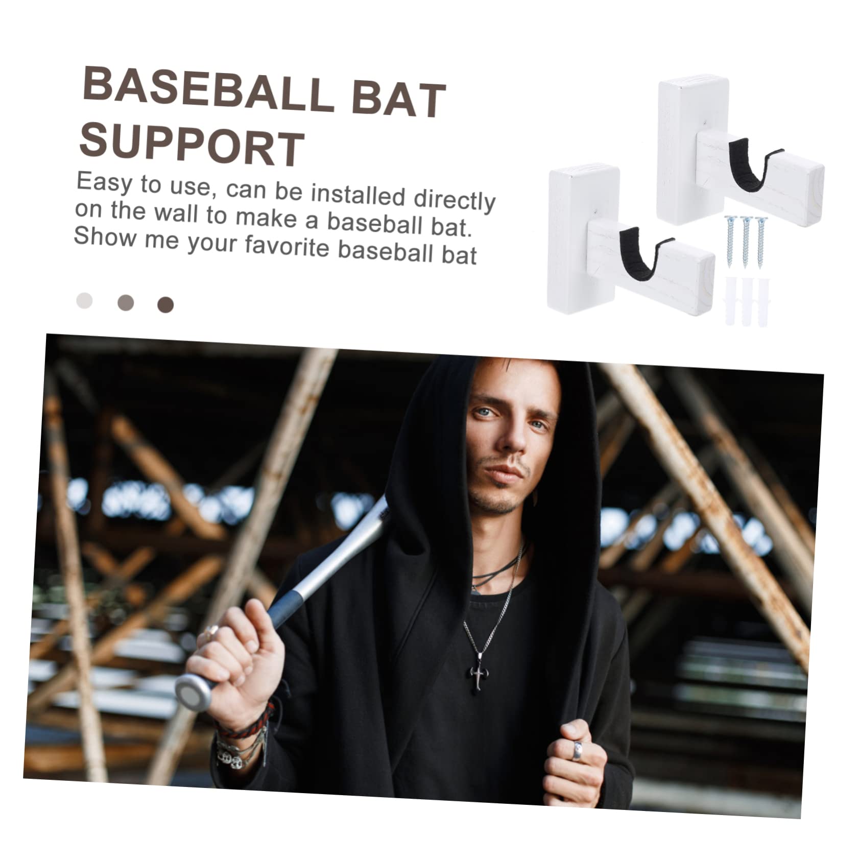 SUPVOX Bat Baseball Bat Display Rack Wooden Bat Stands Hockey Stick Mount Scratch-proof Bat Holder for Home