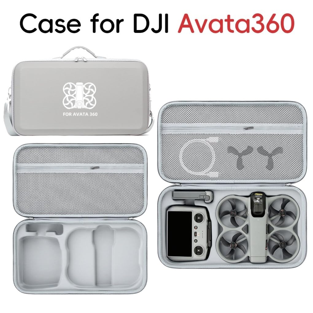 Futerał do DJI Avata 360 z RC 2 i baterią, twarda torba do przechowywania, organizer podróżny do drona, pilota RC2 i akcesoriów, Szary ze wzorem, /