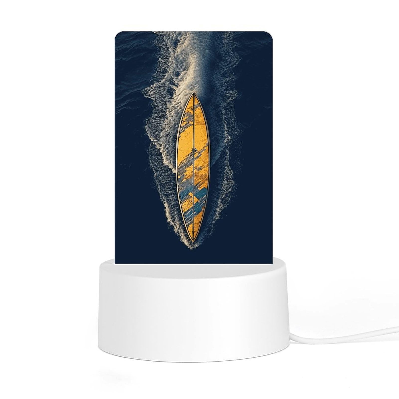 JTREHY Acrylic Night Light with Base, Surfboard Printed Desktop Night Light LED Bedside Night Light for Bedroom, Bathroom, Corridor, Holiday Gift