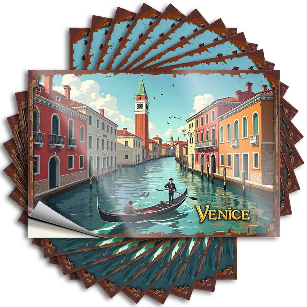 Fzfn Boys Colour Venice Canals: A Gondolier's Serenade Through Timeless Waters Accent Man Cave Stuff - Decals Cover Removable Vinyl Decal(12X18cm)