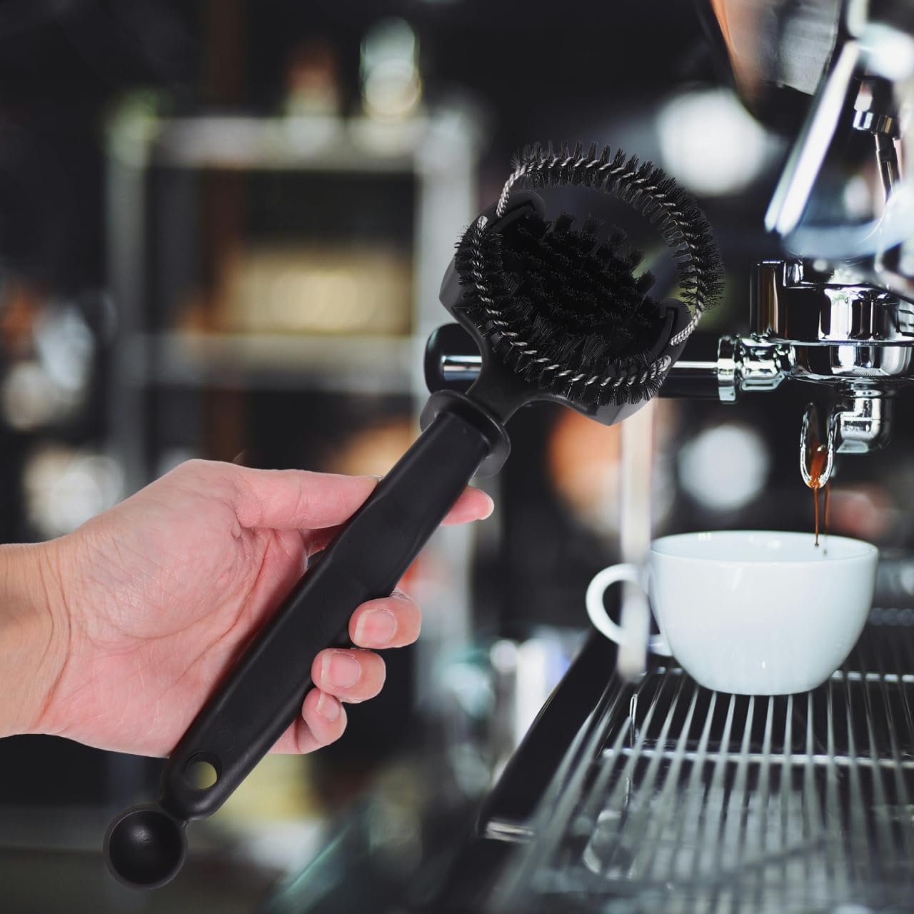 UPKOCH Spazzola Pulizia Macchina Caffè Espresso 51mm, Scovolino Professionale per Gruppo Erogatore e Macinacaffè con Cucchiaio Dosatore, Accessori per Manutenzione Espresso