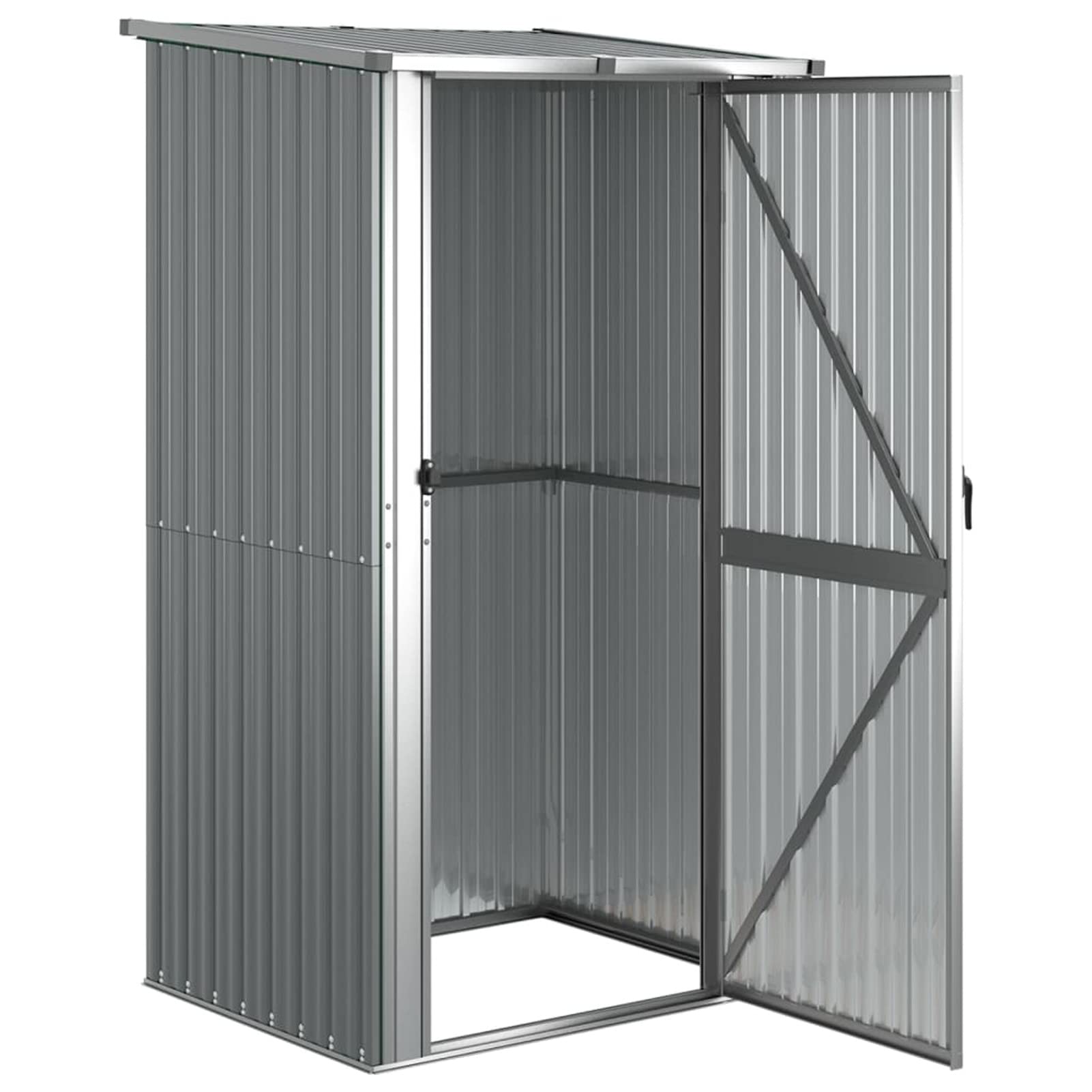Gecheer Casetta per giardino in acciaio zincato, grigio, 118,5 x 97 x 209,5 cm, utensili in acciaio, cassetta degli attrezzi