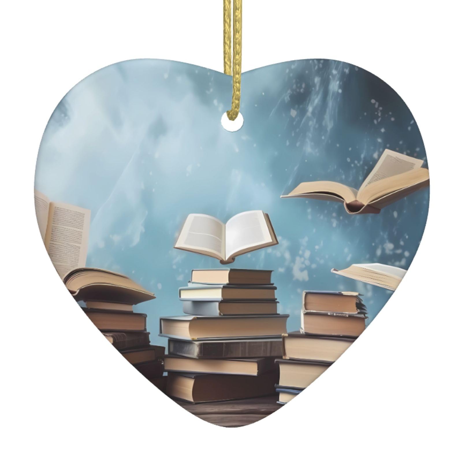 Ceramic Christmas Tree Hanging Ornaments with Gold Ropes Christmas Tree Decorations Heart Ceramic The Sky Pendant Keepsake Decorations for Holiday Xmas Gift Ideas