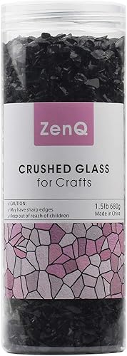 Miniatura 2 de ZenQ Vidrio triturado para manualidades, arte de resina, negro, 1.5 libras