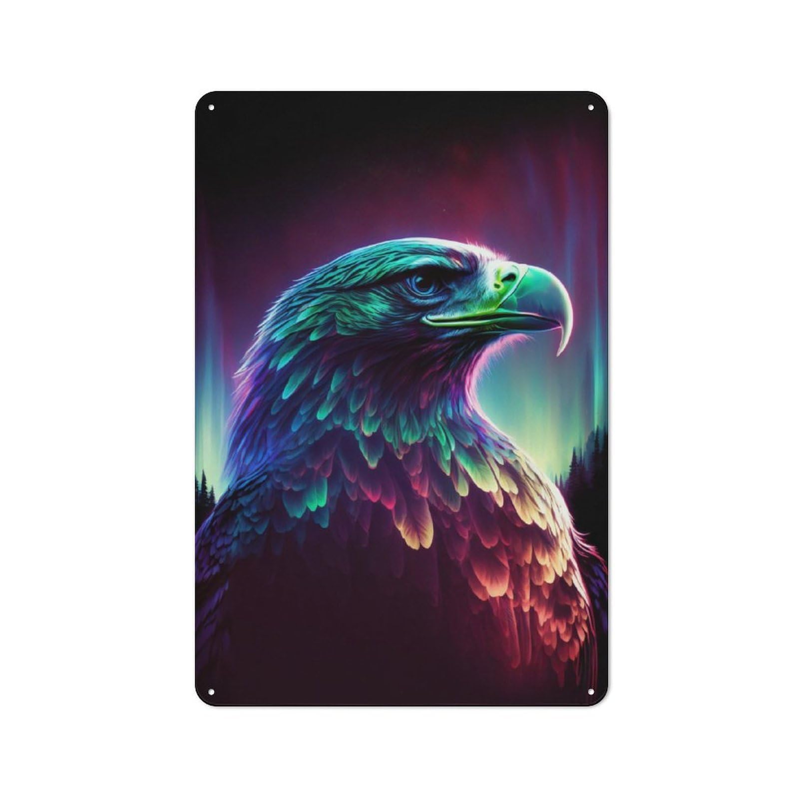 Junmoney Synthwave Eagle Vintage Printed Metal Sign 30X20cm For Workshop Wall, A Decorative Gift For A Newly Furnished Workshop