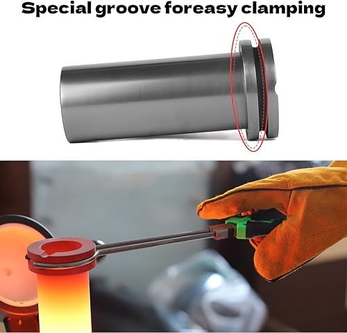 Miniatura 4 de 2.2 lbs 4.4 lbs 6.6 lbs Crisol de grafito de alta pureza, crisol de grafito para fundición de metal Refinación Oro Plata Cobre Latón Aluminio